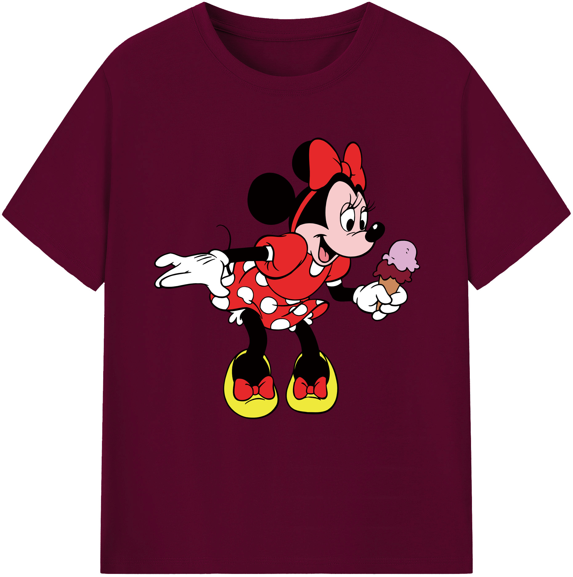 （画像用） ミッキーマウス Mickey Mouse レディースカジュアルプリントTシャツ（綿100％）